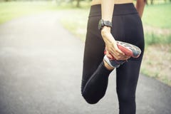 Workout wellness concept. Close up runner feet with running shoe royalty free stock photography Workout wellness concept. Close up runner feet with running shoe royalty free stock photography