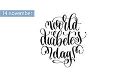 World diabetes day hand lettering inscription to 14 november. Holiday design, calligraphy vector illustration stock illustration World diabetes day hand lettering inscription to 14 november. Holiday design, calligraphy vector illustration stock illustration