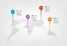 World map color infographics step by step in a series of circle. Element of chart, graph, diagram with 4 options - parts vector illustration World map color infographics step by step in a series of circle. Element of chart, graph, diagram with 4 options - parts vector illustration