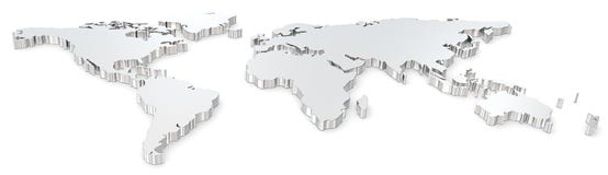 Extruded World Map With Countries Stock Vector