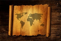 World Map On Vintage Paper Stock Images