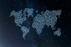World map on the principle of neural networks on the universe background. World community and network royalty free stock photos World map on the principle of neural networks on the universe background. World community and network royalty free stock photos