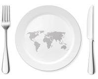 World On The White Plate Plate Stock Image