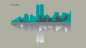World Trade Center - tvilling- Tours - New York - historia, illustrationcityscape, lägenhetdesign, skugga, spegelsikt royaltyfri illustrationer World Trade Center - tvilling- Tours - New York - historia, illustrationcityscape, lägenhetdesign, skugga, spegelsikt royaltyfri illustrationer