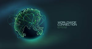 Worldwide connection abstract vector globe. Telecommunication technology line with trajectory of information data. USA Royalty Free Stock Photography Worldwide connection abstract vector globe. Telecommunication technology line with trajectory of information data. USA Royalty Free Stock Photography