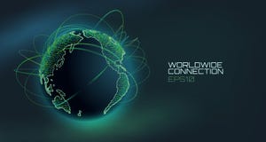 Worldwide connection abstract vector globe. Telecommunication technology line with trajectory of information data. USA Stock Photos Worldwide connection abstract vector globe. Telecommunication technology line with trajectory of information data. USA Stock Photos