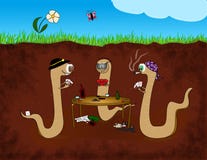 Worm poker cartoon Stock Photo Worm poker cartoon Stock Photo