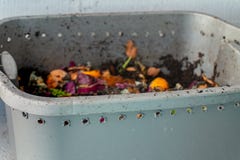 Worm vermiculture compost bin with breathing holes for aprtment composting royalty free stock photos Worm vermiculture compost bin with breathing holes for aprtment composting royalty free stock photos