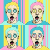 Wow Pop Art Male Face Seamless Pattern. Surprised Man With Open Mouth Royalty Free Stock Photography Wow Pop Art Male Face Seamless Pattern. Surprised Man With Open Mouth Royalty Free Stock Photography