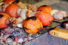 Wołowiien kababs na grillu fotografia royalty free Wołowiien kababs na grillu fotografia royalty free
