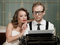 Writer And His Muse In Retro Style Stock Images Writer And His Muse In Retro Style Stock Images