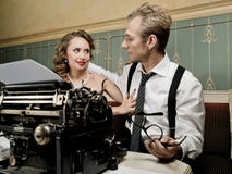 Writer And His Muse In Retro Style Royalty Free Stock Image Writer And His Muse In Retro Style Royalty Free Stock Image