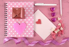 Writing Love Letters And Cards For Happy Valentines Day Royalty Free Stock Image