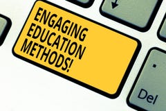 Writing note showing Engaging Education Methods. Business photo showcasing Teaching strategies to motivate students stock photo Writing note showing Engaging Education Methods. Business photo showcasing Teaching strategies to motivate students stock photo