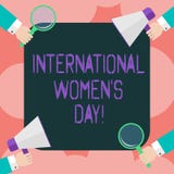Writing note showing International Women S Day. Business photo showcasing International celebration for womens achievement Hu stock illustration Writing note showing International Women S Day. Business photo showcasing International celebration for womens achievement Hu stock illustration