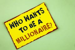 Writing note showing who Wants To Be A Millionaire Question. Business photo showcasing Earn more money applying knowledge written stock photo Writing note showing who Wants To Be A Millionaire Question. Business photo showcasing Earn more money applying knowledge written stock photo