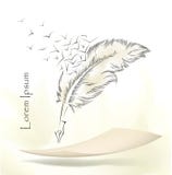 Writing old feather with flying birds stock illustration Writing old feather with flying birds stock illustration