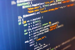 Software source code. CSS, JS. Writing programming code on laptop. Software source code. CSS, JS royalty free stock photos