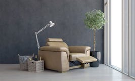 Wygodny recliner krzesło z widoku okno obraz stock Wygodny recliner krzesło z widoku okno obraz stock