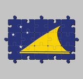 Wyrzynarki łamigłówka Tokelau flaga w bławym polu z wielkim żółtym dyskiem przesuwał nieznacznie strona centrum ilustracja wektor Wyrzynarki łamigłówka Tokelau flaga w bławym polu z wielkim żółtym dyskiem przesuwał nieznacznie strona centrum ilustracja wektor