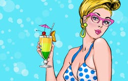 Wystrzał sztuki ilustracja blond dziewczyna z koktajlem Wystrzał sztuki dziewczyna Partyjny zaproszenie urodzinowej karty eps10 p ilustracji Wystrzał sztuki ilustracja blond dziewczyna z koktajlem Wystrzał sztuki dziewczyna Partyjny zaproszenie urodzinowej karty eps10 p ilustracji