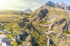 Wężowaty droga puszek Sa Calobra w Mallorca obraz stock Wężowaty droga puszek Sa Calobra w Mallorca obraz stock