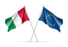 Włochy i Europejskiego zjednoczenia falowania flaga ilustracja wektor Włochy i Europejskiego zjednoczenia falowania flaga ilustracja wektor