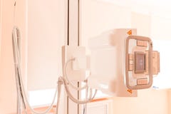 X-Ray machine close up in contemporary medical center.device with x-ray table in a hospital.X-ray equipment .operating royalty free stock image X-Ray machine close up in contemporary medical center.device with x-ray table in a hospital.X-ray equipment .operating royalty free stock image