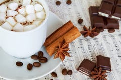 Xícara de café e chocolate do marshmallow para o inverno fotos de stock royalty free Xícara de café e chocolate do marshmallow para o inverno fotos de stock royalty free