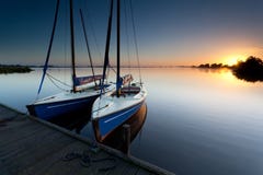 Yacht On Lake Harbor At Sunrise Stock Photo Yacht On Lake Harbor At Sunrise Stock Photo
