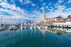 Yachts and boats in Sochi. Royalty Free Stock Photo Yachts and boats in Sochi. Royalty Free Stock Photo