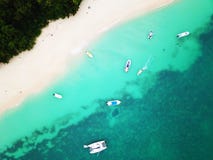 Sailing yachts and fishing boats at Curious Island royalty free stock photos Sailing yachts and fishing boats at Curious Island royalty free stock photos