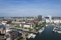 Yachts Moored In The Willem Dock In Antwerp, Belgium. Stock Image