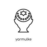 Yarmulke icon. Trendy modern flat linear vector Yarmulke icon on royalty free illustration Yarmulke icon. Trendy modern flat linear vector Yarmulke icon on royalty free illustration