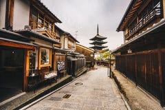 Yasaka Pagoda and Sannen Zaka Street in Kyoto old city in Higas stock image Yasaka Pagoda and Sannen Zaka Street in Kyoto old city in Higas stock image