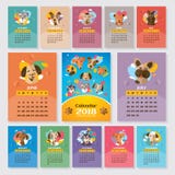 2018 year calendar with stylized dogs Stock Photography 2018 year calendar with stylized dogs Stock Photography