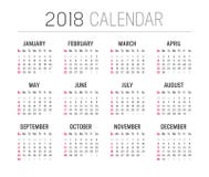 Year 2018 calendar vector template royalty free illustration Year 2018 calendar vector template royalty free illustration