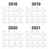 Year 2018 2019 2020 2021 calendar vector stock illustration Year 2018 2019 2020 2021 calendar vector stock illustration