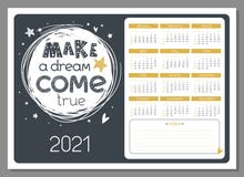 2021 Year Horizontal Calendar With Hand Drawn Lettering Stock Vector Illustration Of Business Amusing 190133407 dream come true 2021 calendar