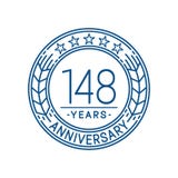 148 years anniversary celebration logo template. 148th line art vector and illustration.