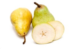 Yellow And Green Pear And Some Slices Stock Photography Yellow And Green Pear And Some Slices Stock Photography