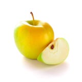 Yellow Apple With Apple Slice Stock Photo