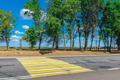 Yellow Crosswalk Empty Highway Stock Photos Yellow Crosswalk Empty Highway Stock Photos