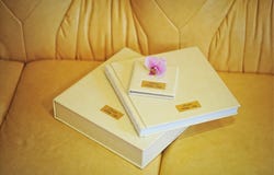 Yellow milk leather wedding photo book