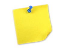 Yellow Note With Pin Stock Photography