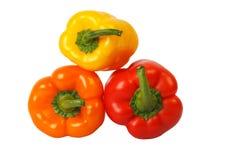 Yellow, Orange And Red Peppers Royalty Free Stock Photos