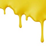 Yellow Paint Dripping Isolated Over White Background Stock Images