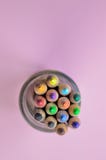 Yellow Pencil Color in Clear Glass Case Stock Photo Yellow Pencil Color in Clear Glass Case Stock Photo