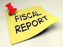 Yellow post with the write Fiscal Report - 3D rendering Stock Photography Yellow post with the write Fiscal Report - 3D rendering Stock Photography