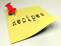 Yellow post with the write Recipes - 3D rendering Stock Photos Yellow post with the write Recipes - 3D rendering Stock Photos
